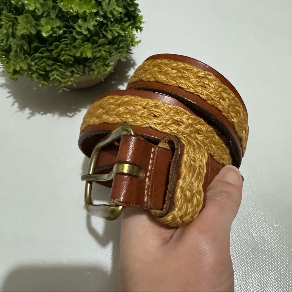 Vintage Leather Woven Belt Mens Size 34 Western Festival Rodeo Country Boho